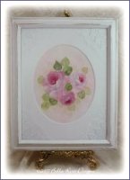 Romantic Rose Painting Framed with Lace-